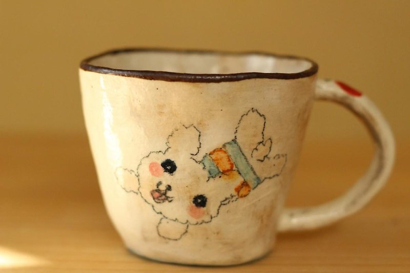 A cup of powdered hand-kneaded poodle. - Mugs - Pottery 