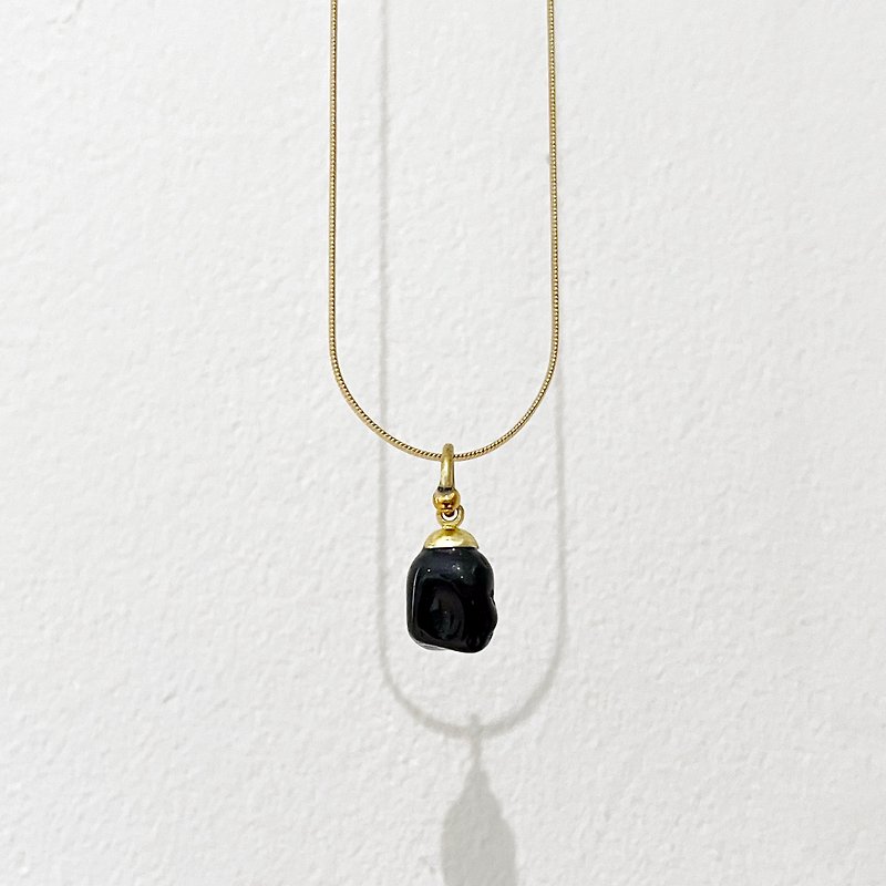 Black Obsidian Necklace | Natural Stones | Jewelry Gift - สร้อยคอ - คริสตัล สีดำ