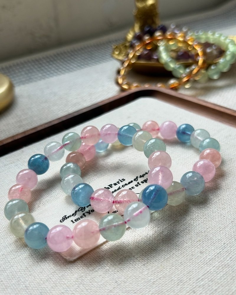 Huaguang-Zangjing Pavilion | Stone-Morganite | Corresponding to the heart chakra - สร้อยข้อมือ - คริสตัล 