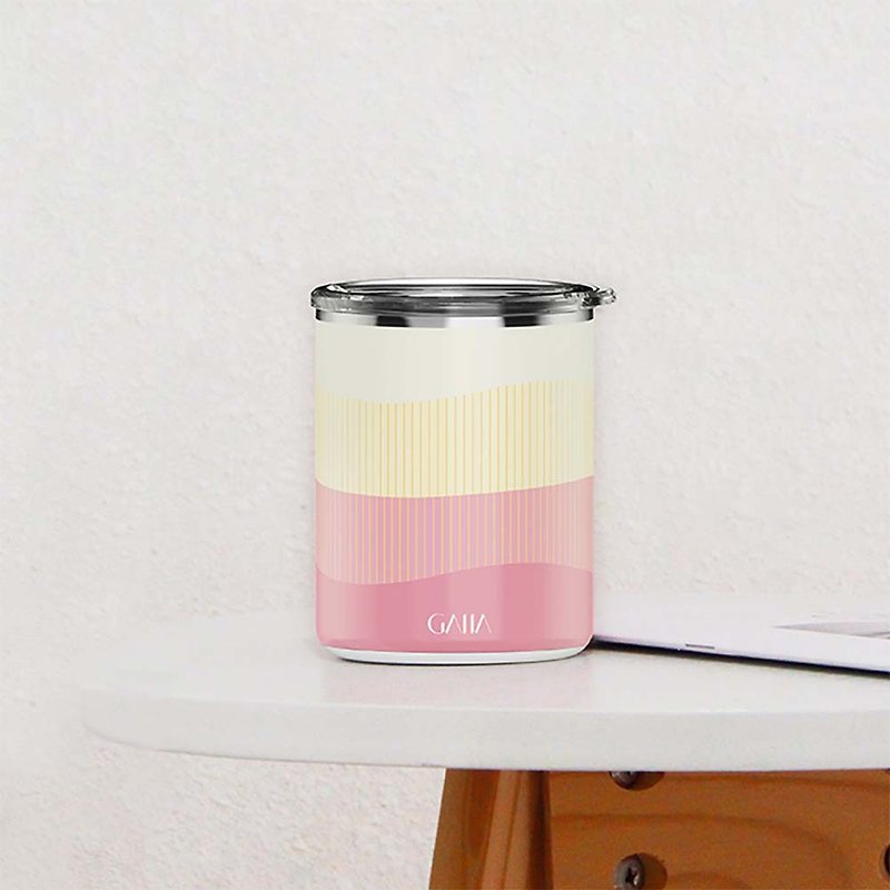 GAIIA Jieya original design fresh and simple heat preservation cold pink wave coffee cup - Mugs - Stainless Steel Pink