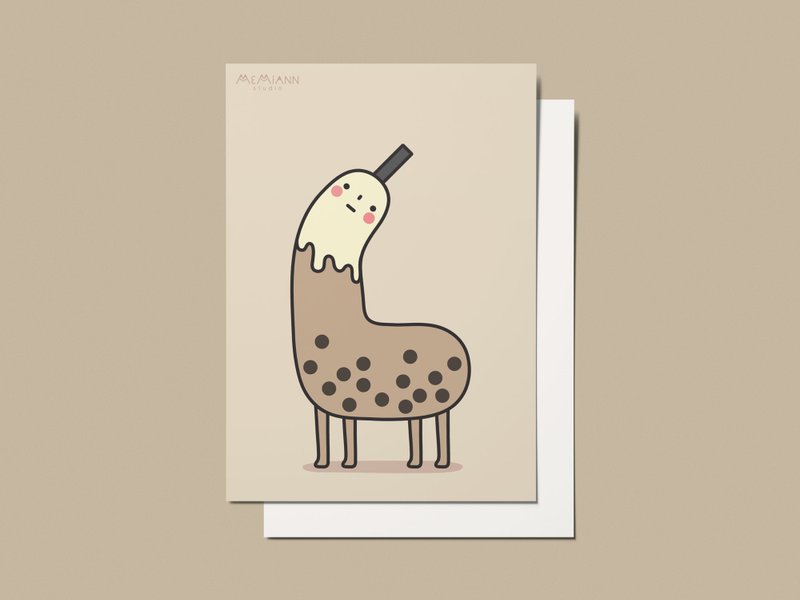 Postcard Babo Bubble Tea - 卡片/明信片 - 紙 咖啡色