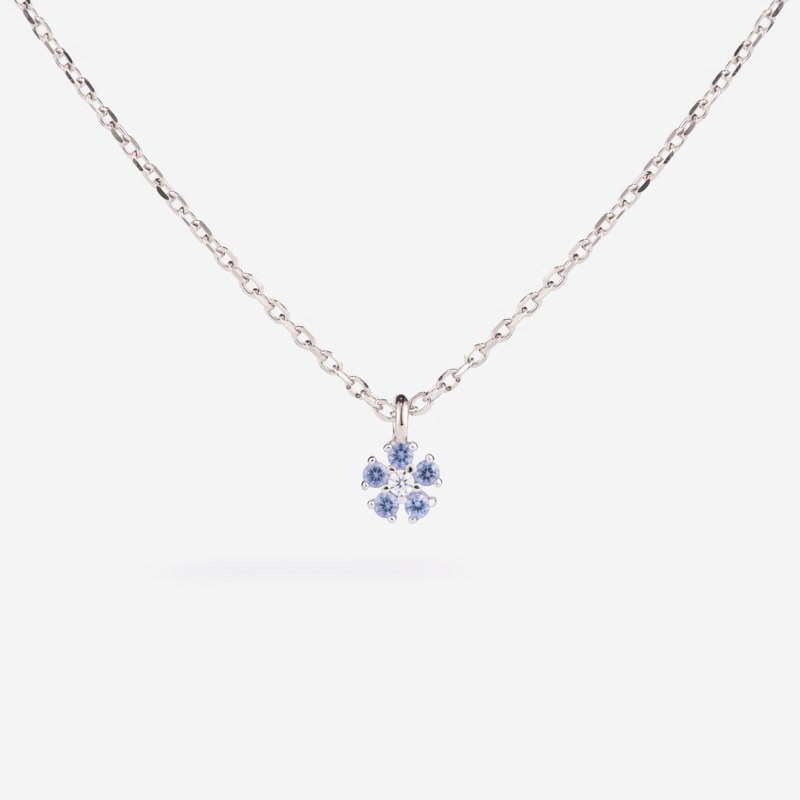 Beautiful Floral Sterling Silver Necklace - Bellflower Blue Purple | Light Jewelry | Special Color. clavicle chain - สร้อยคอ - เงินแท้ สีเงิน