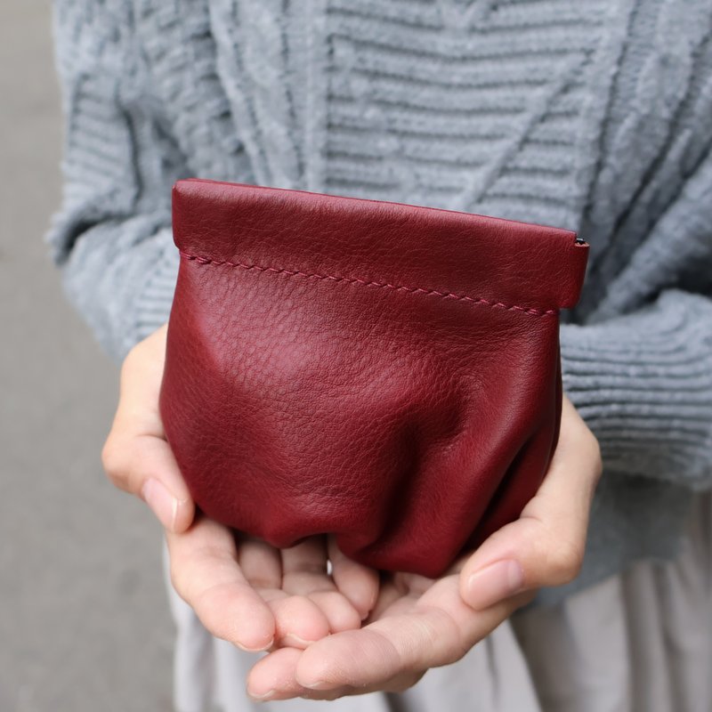 【QueeniQue】空氣感打摺小物包/真皮全手縫/義大利植鞣系列 - 散紙包 - 真皮 多色