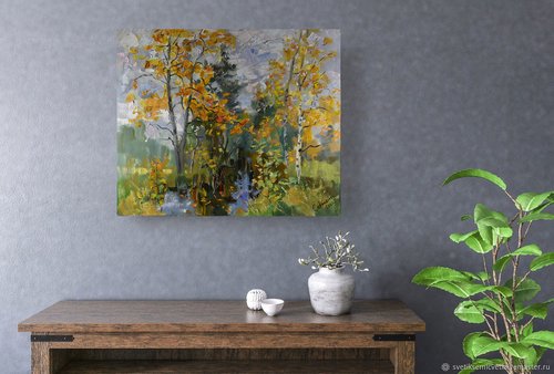 印象派風 秋の自然風景画 秋の絵 自然 風景 印象派 木 油畫 原作 原画 戸外 - ショップ