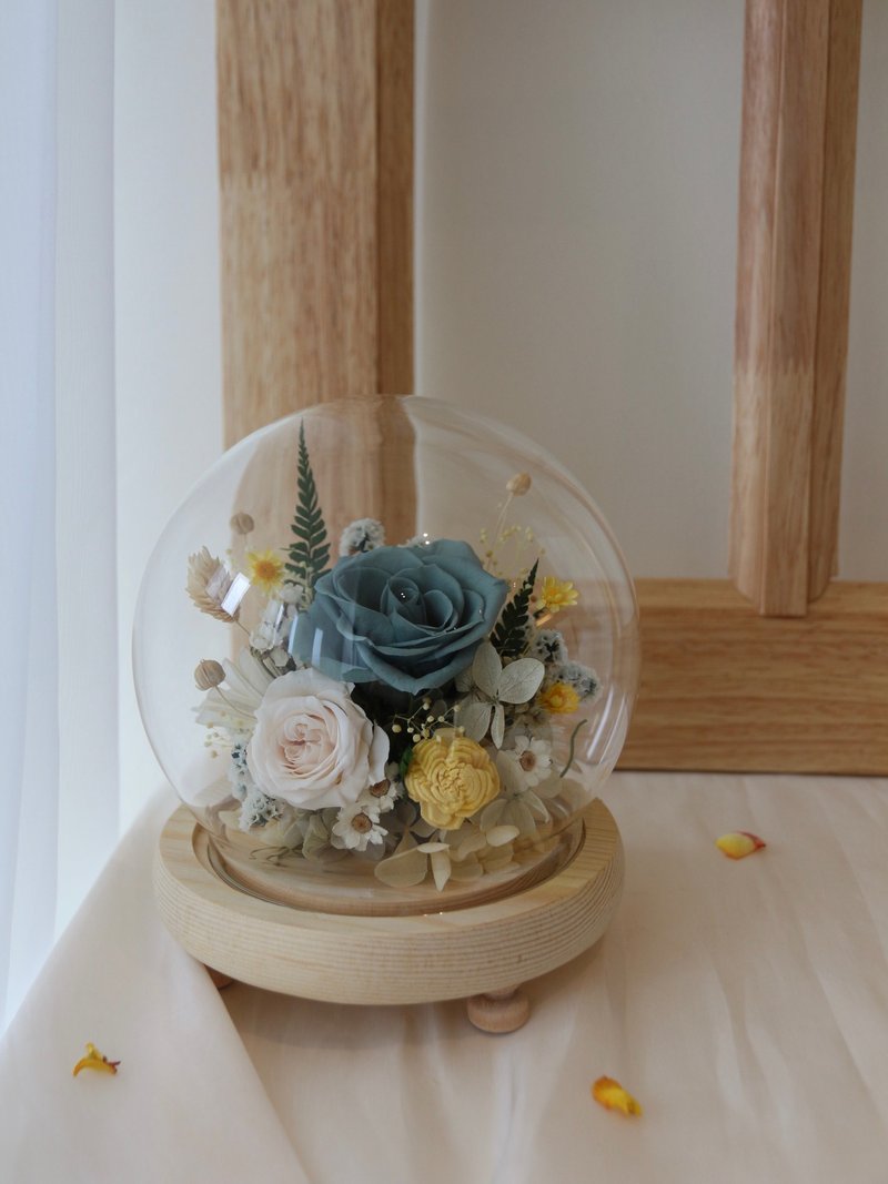 永生花禮 永生花玻璃球 交換禮物 聖誕節 客製花禮 - 乾燥花/永生花 - 玻璃 綠色