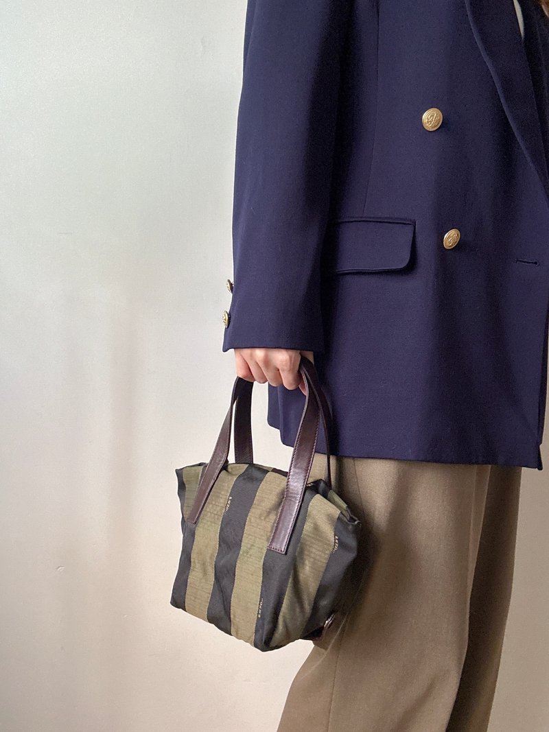 中古正品 Fendi 芬迪 手提包 隨身包 中古包 - 手提包/手提袋 - 棉．麻 咖啡色