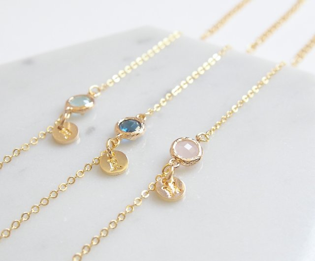 Unlimited love・Customized sister gift・Gold-plated edged glass imitation  Gemstone bracelet (letters can be added) - Shop keepitpetite Bracelets -  Pinkoi