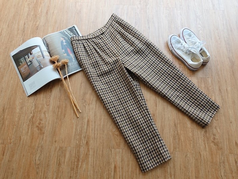 Vintage under / plaid wool trousers no.74 - Women's Pants - Other Materials Multicolor