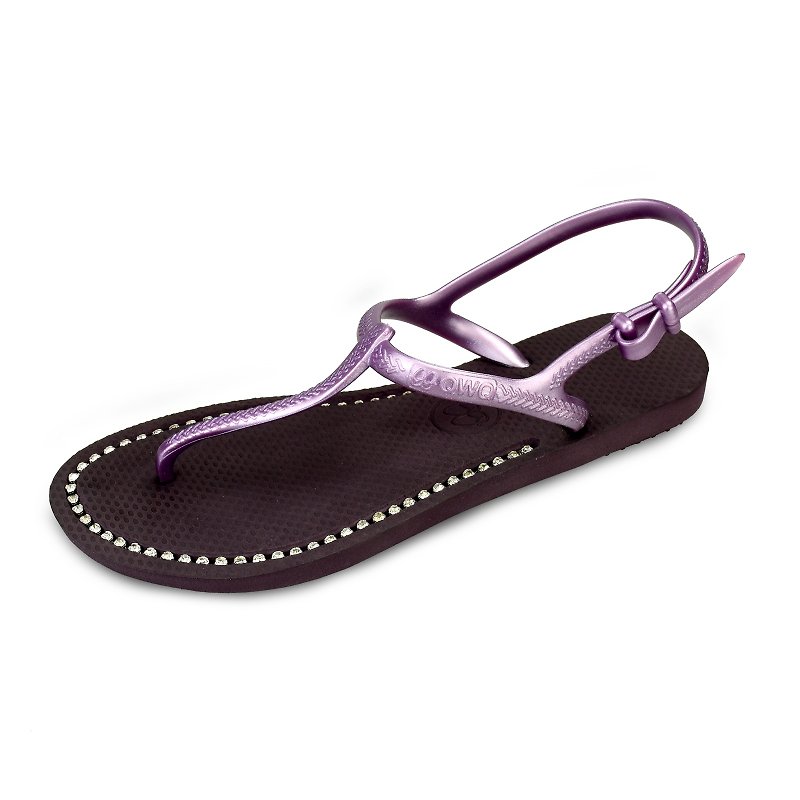  綁帶涼鞋腳型修長款 神秘紫色 施華洛世奇水晶最超值 - 拖鞋 - 橡膠 