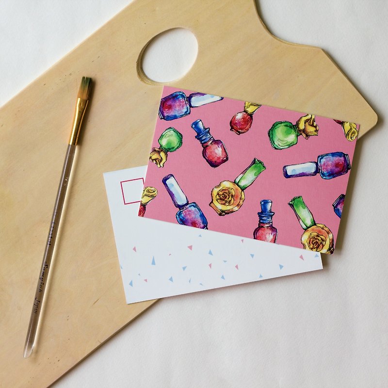 Postcard/ Girl's Candy Color Nail Polish (Pink) - การ์ด/โปสการ์ด - กระดาษ สึชมพู