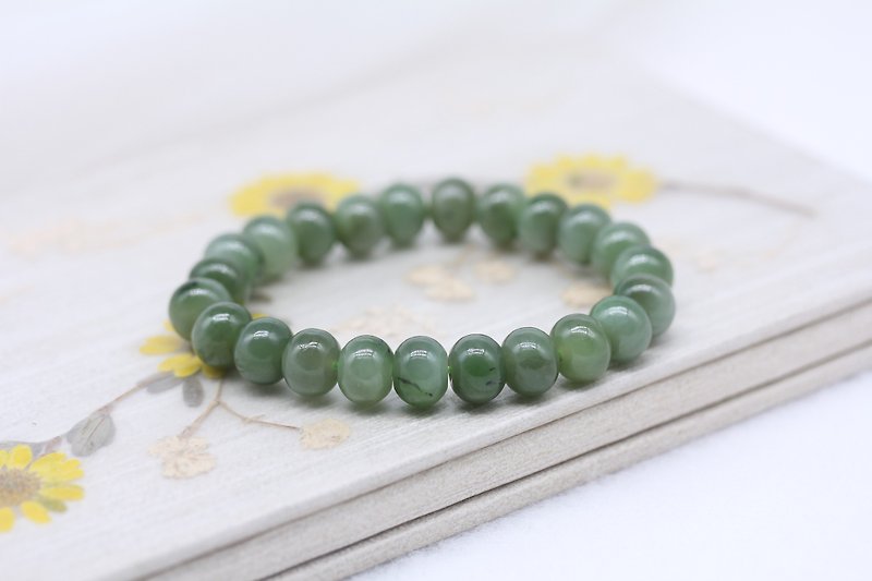 [Hetian Jade Bracelet] Genuine Women's Natural Xinjiang Jade Bracelet Loose Bead White Jade Bracelet - สร้อยข้อมือ - หยก สีเขียว