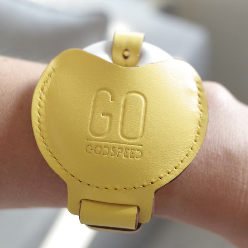 GOstrap-檸檬黃-GOGORO鑰匙皮革手環 - 鑰匙圈/鑰匙包 - 真皮 黃色