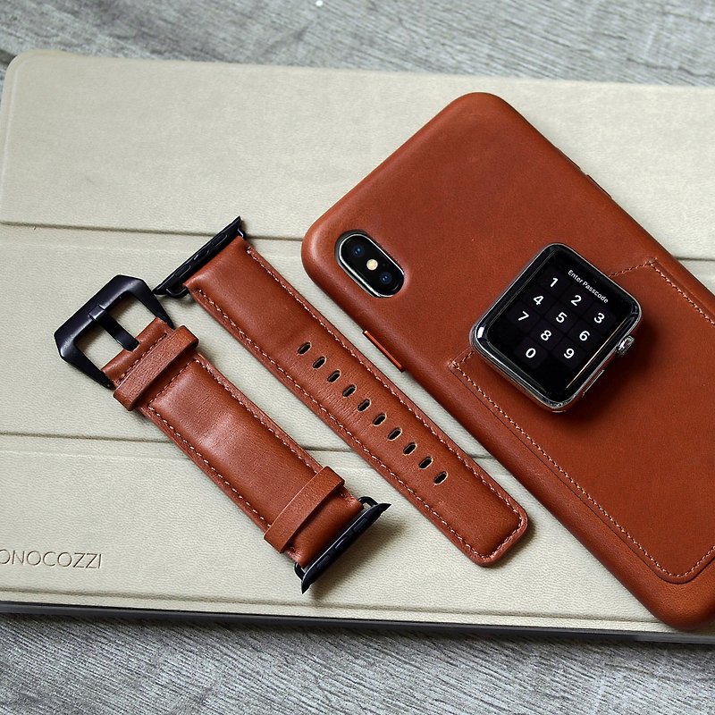 Exquisite | Vintage Leather Strap for Apple Watch - Tan - อื่นๆ - หนังแท้ สีนำ้ตาล