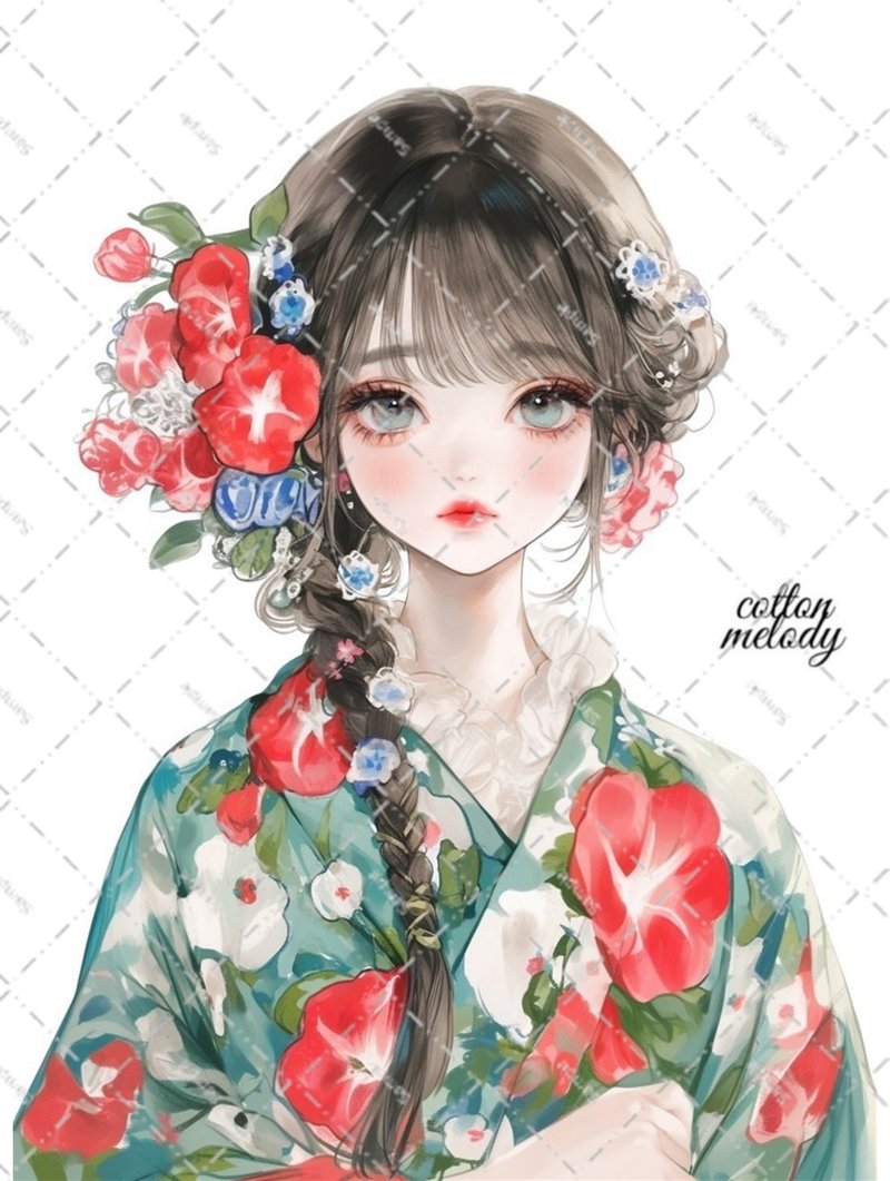 original sticker no.6418 人物ステッカー オリジナルステッカー 人物ステッカー 女の子ステッカー オリジナル人物ステッカー - 貼紙 - 紙 