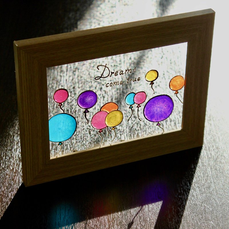 Dreams Come True│Colourful Balloons Glass Painting・Personalized Art Gift - Items for Display - Glass Multicolor
