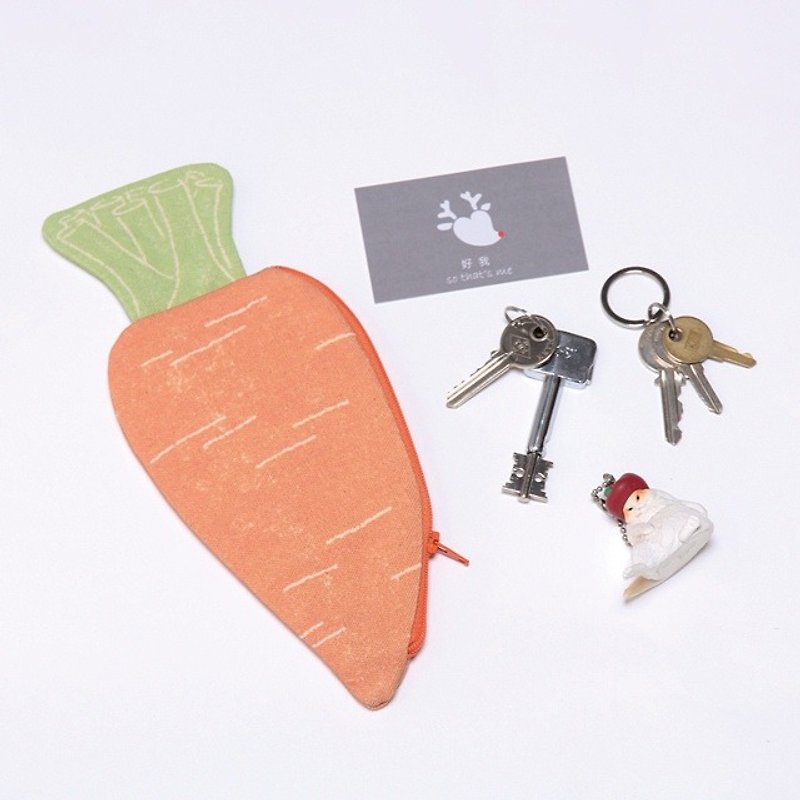 Fruits and vegetables packet zip pouch bag / Carrot - กระเป๋าเครื่องสำอาง - ผ้าฝ้าย/ผ้าลินิน สีแดง