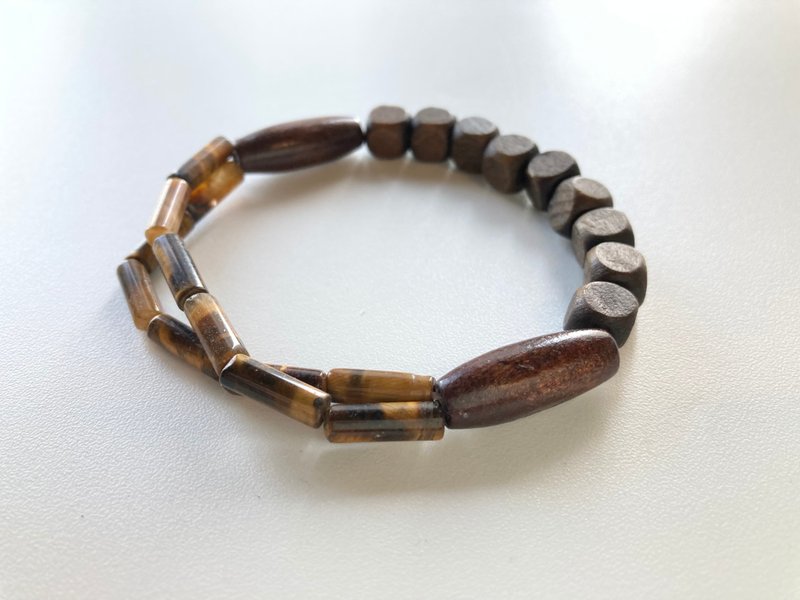 2025 New Year Good Luck Bracelet for Men and Women Stone x Wooden Beads - Bracelets - Crystal 