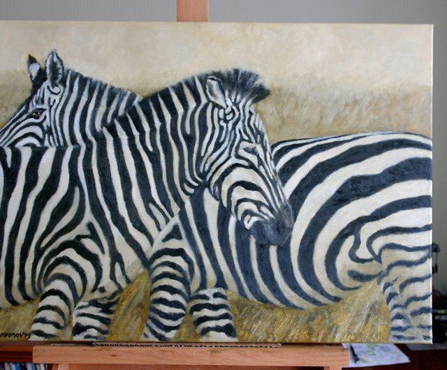 シマウマ オリジナル アート 油絵 壁の装飾 シマウマ 動物