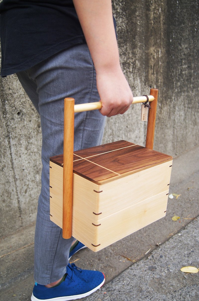 ギフト木製ボックス（2層）（タグは6文字以内のフリーテキストブランディングを提供します） - 弁当箱・ランチボックス - 木製 