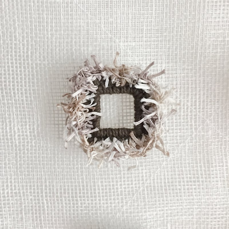 Crochet pin  |  Rectangle - Brooches - Cotton & Hemp Khaki