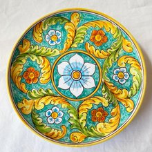絵皿 20cm マヨリカ焼き トリナクリア シチリア イタリア陶器