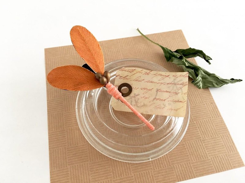 Olive hair clip. Wax processing ● Orange ● (wax processing) - เครื่องประดับผม - ผ้าฝ้าย/ผ้าลินิน สีส้ม