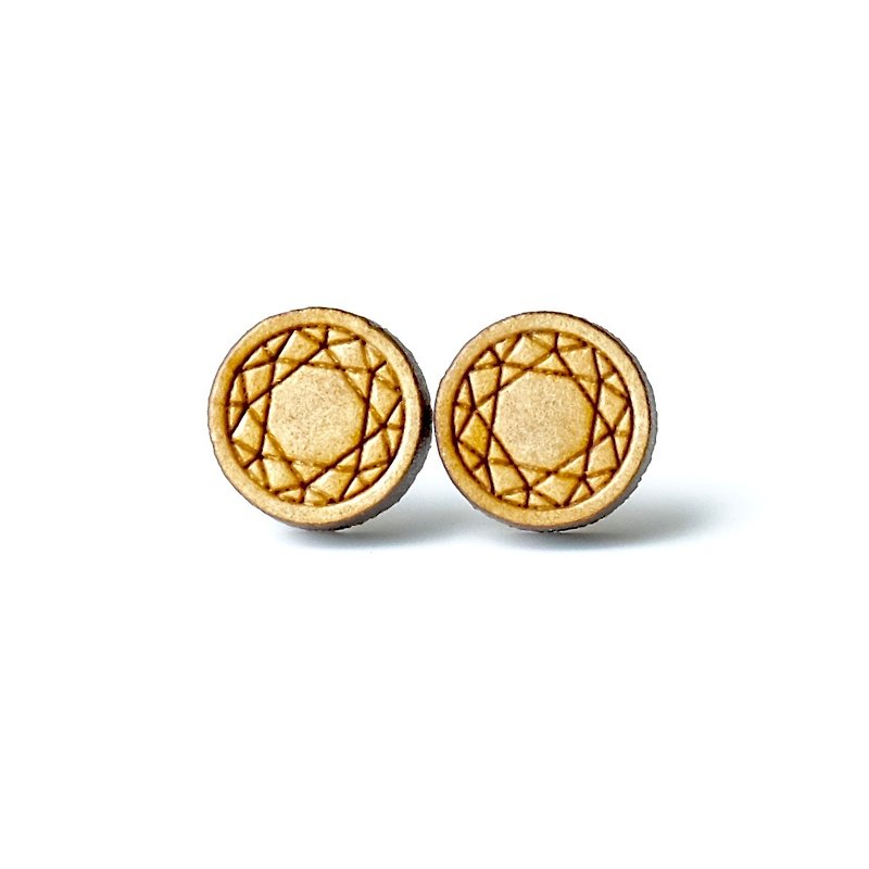 Plain wood earrings-Classic round - Earrings & Clip-ons - Wood Brown