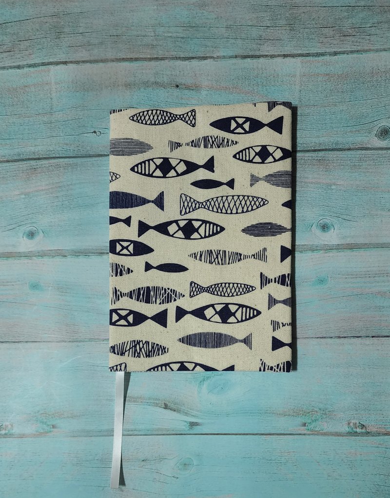 Book Cover/Book Jacket | A5 | Fish Pattern - 書衣/書套 - 亞麻 