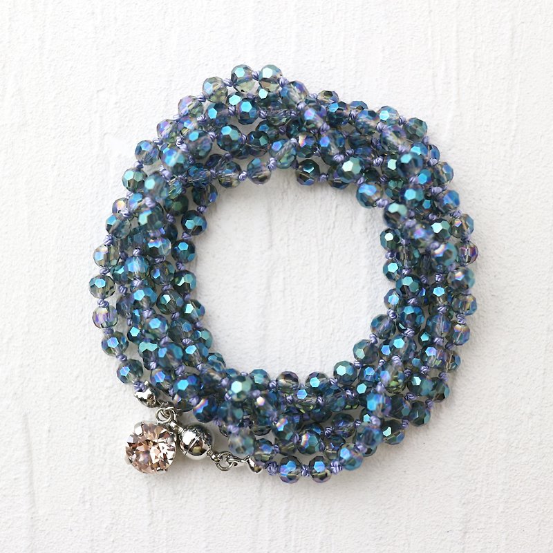 Wrap Bracelet (Blue Glass Beads) - สร้อยข้อมือ - แก้ว สีน้ำเงิน