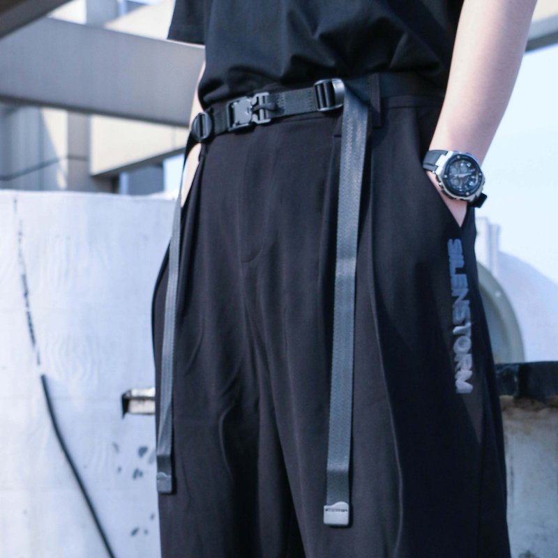 機能 賽博朋克 可調節 軍事磁鐵扣 雙飄帶 磁力插扣戰術腰帶 - 腰帶/皮帶 - 聚酯纖維 黑色