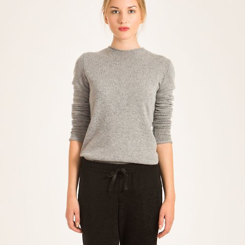 Krista Elsta Grey 100% cashmere crew neck womens sweater jumper pullover KAREN