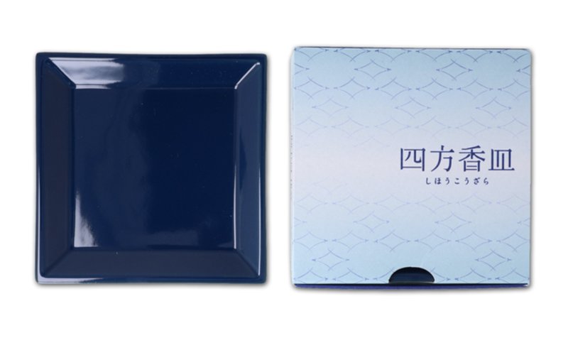 四方香皿 琉璃色【日本松榮堂 香皿系列】 - 香氛蠟燭/燭台 - 瓷 藍色