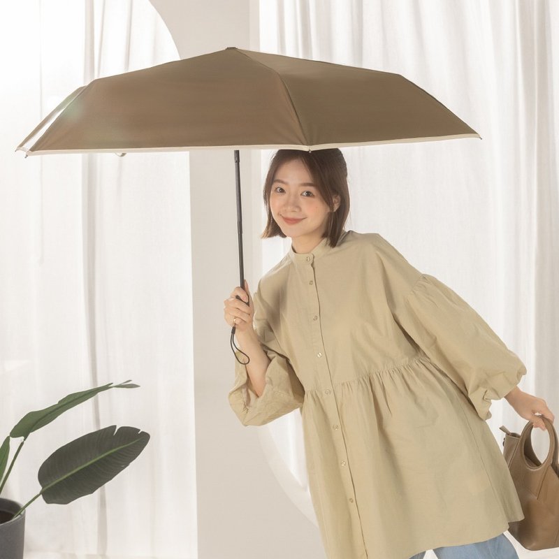 【rento】Sun protection black plastic safety automatic umbrella-brown - ร่ม - วัสดุกันนำ้ สีนำ้ตาล