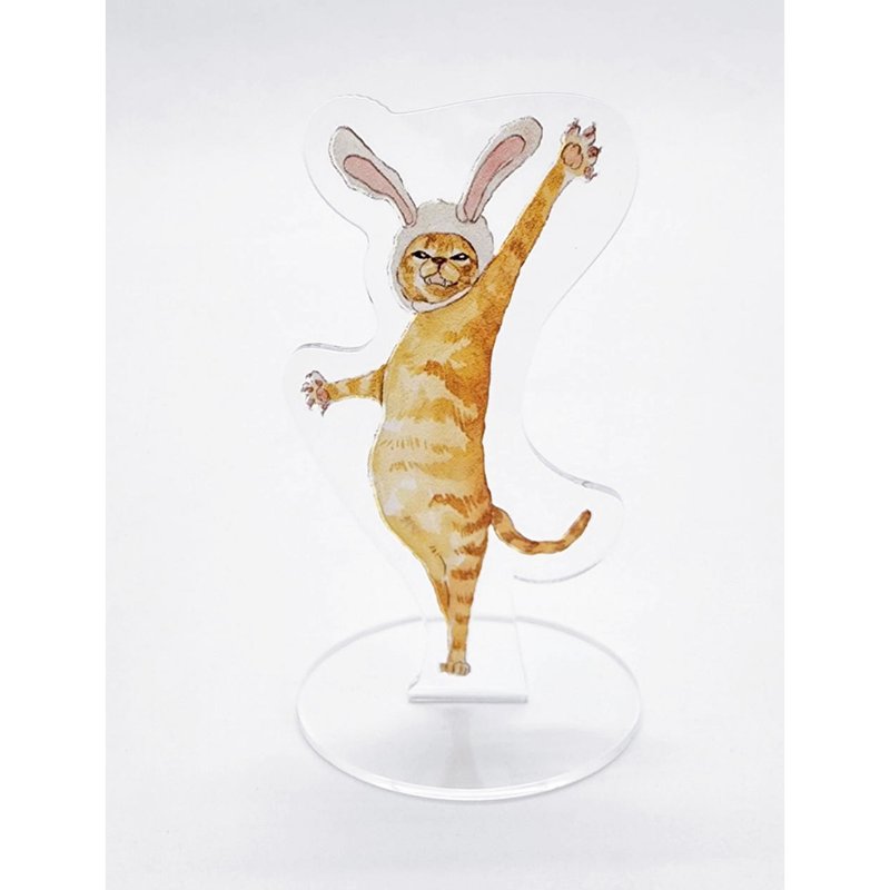 I'm resigning/Cat cheering Acrylic stand-orange cat dancing style - Items for Display - Acrylic 