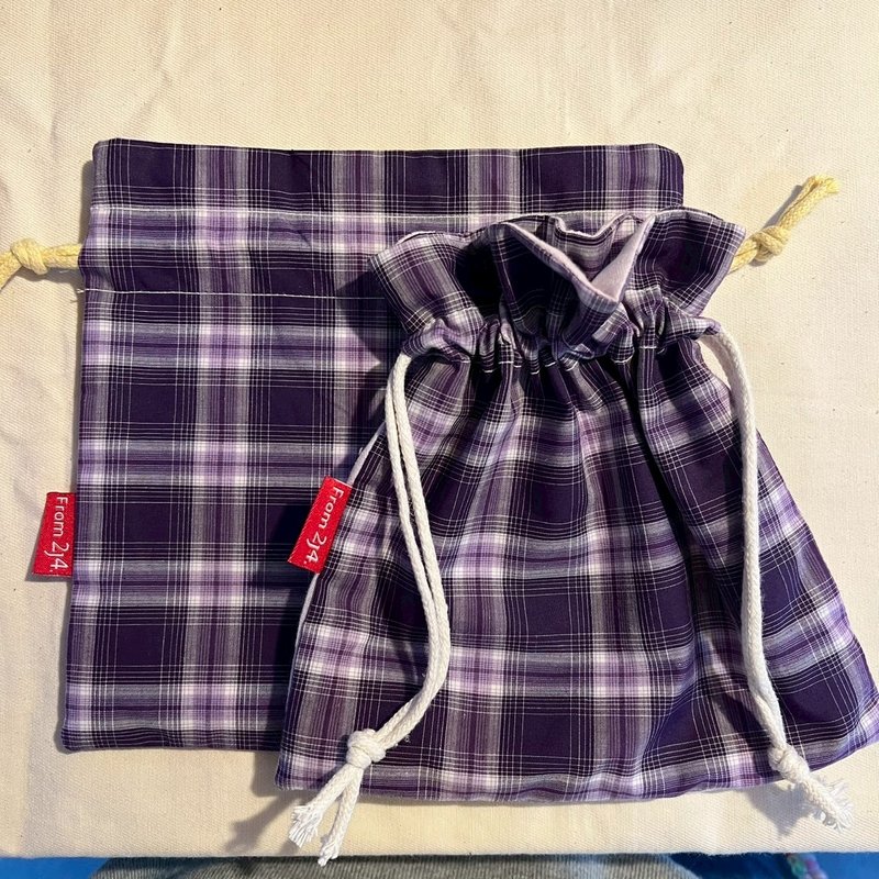 From2j4手工布包_平面束口袋 - 束口袋/束口背包/水桶包 - 棉．麻 紫色