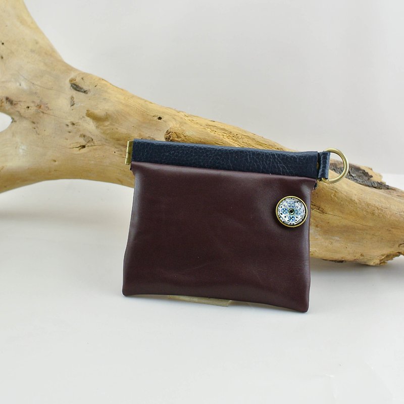 ➜. Splicing shrapnel multi-functional small package. ➜ --- change / small / storage / key / headset / transmission line / business card / card / travel card - Coin Purses - Genuine Leather Brown
