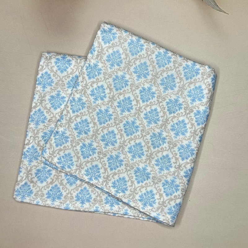 Japanese four-layer gauze handkerchief - Handkerchiefs & Pocket Squares - Cotton & Hemp Blue