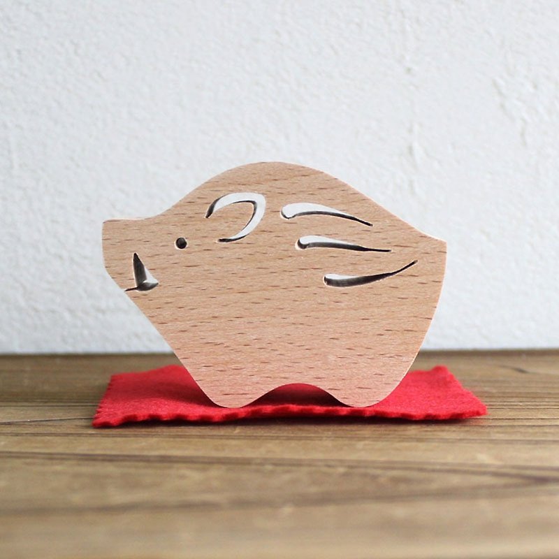 Wooden toys  Wild boar　birthday gift　New Year　Made in Japan　Ornament　interior - ของวางตกแต่ง - ไม้ 