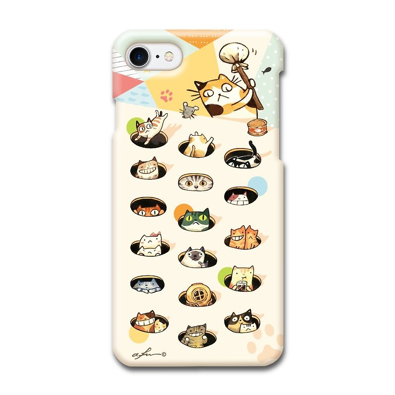 (Spot) afu illustration mobile phone case-iPhone7/ 7s-cat daily - เคส/ซองมือถือ - พลาสติก สีเหลือง