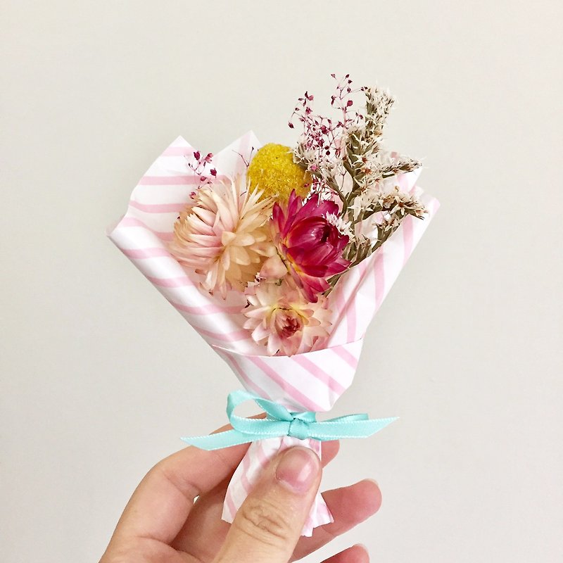 婚禮佈置 乾燥小花束 乾燥花束 粉紅條紋 - 擺飾/家飾品 - 植物．花 粉紅色