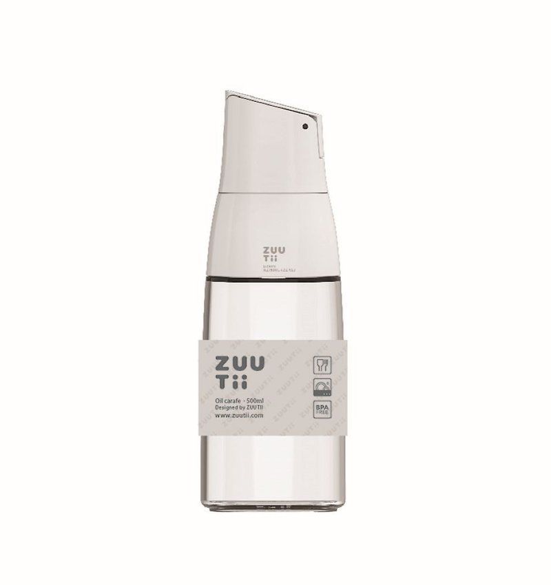 Zuutii 自動開閉蓋付きガラスオイルボトル - ホワイト - 調理器具 - ガラス ホワイト