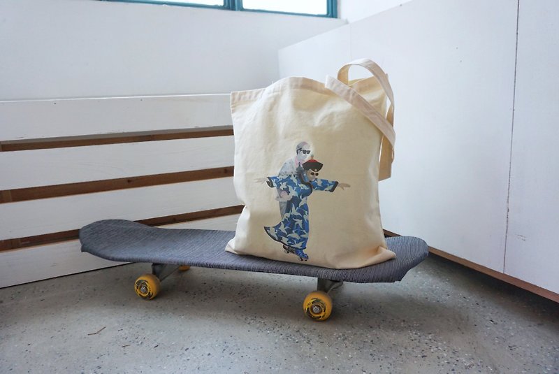 GLUEx Zishi Cross-temporal Cultural Exchange Canvas Bag Shoulder Long Strap - กระเป๋าแมสเซนเจอร์ - ผ้าฝ้าย/ผ้าลินิน 