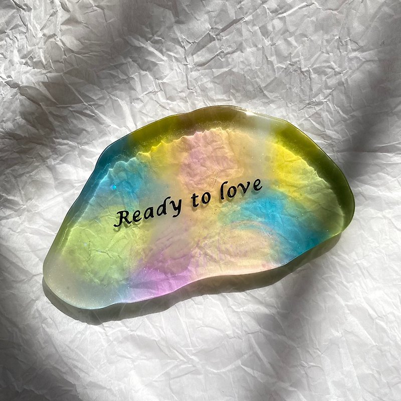 Epoxy resin Ready to love plate coaster - Items for Display - Resin Multicolor