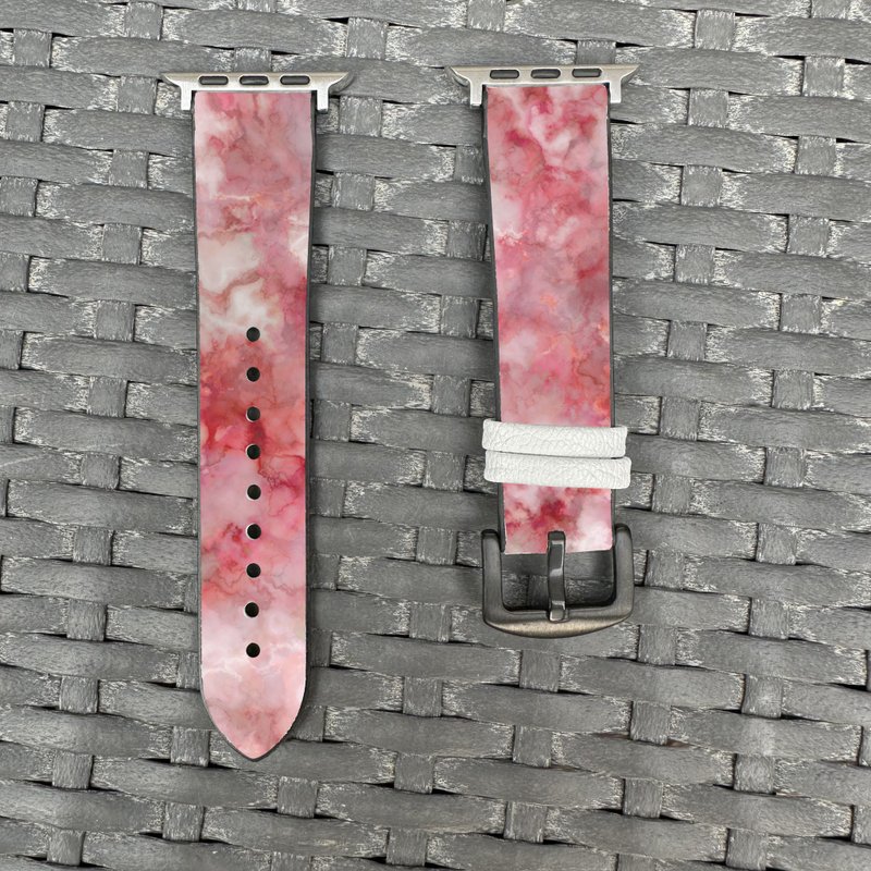 粉紅雲石紋圖案 Apple Watch 潮流矽膠錶帶 - cr231 - 錶帶 - 矽膠 多色