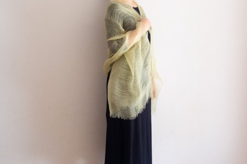 Pinkoi 代購 -  艾草染色絲綢披肩 - 絲巾 - 棉．麻 