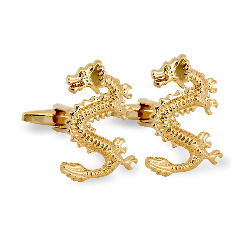 Golden Dragon Cufflinks - Cuff Links - Other Metals Gold
