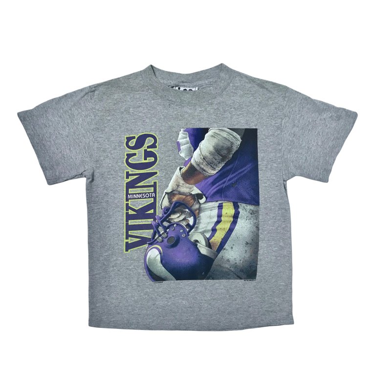 Vintage Minnesota Vikings Football T - เสื้อยืดผู้ชาย - ผ้าฝ้าย/ผ้าลินิน สีเทา