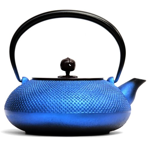 Specializing in Nambu Ironware 及富 南部鐵器 鐵瓶 鐵壺 平丸Arare 藍色 銅蓋1.2L IH對應 日本