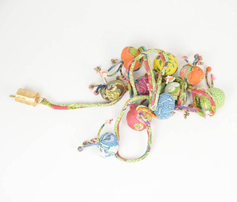 Recycled Floral Bell Ball String-Fair Trade - Wall Décor - Cotton & Hemp Multicolor
