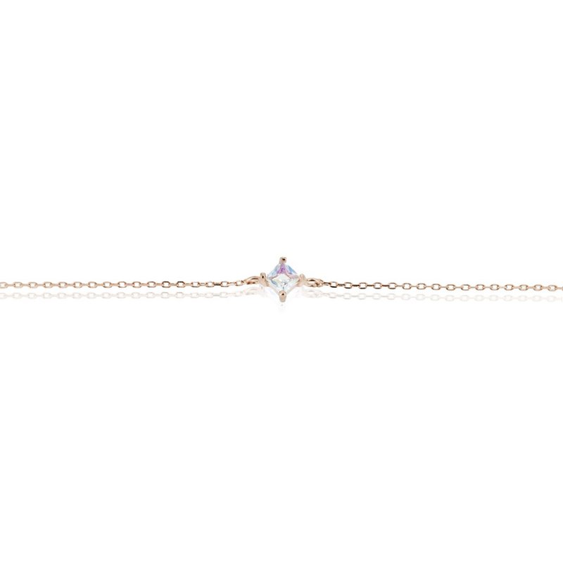 RHOMBUS MOONSTONE SILVER BRACELET( SILVER/ ROSE GOLD ) | MOONSTONE COLLECTION - สร้อยข้อมือ - เครื่องเพชรพลอย สีน้ำเงิน